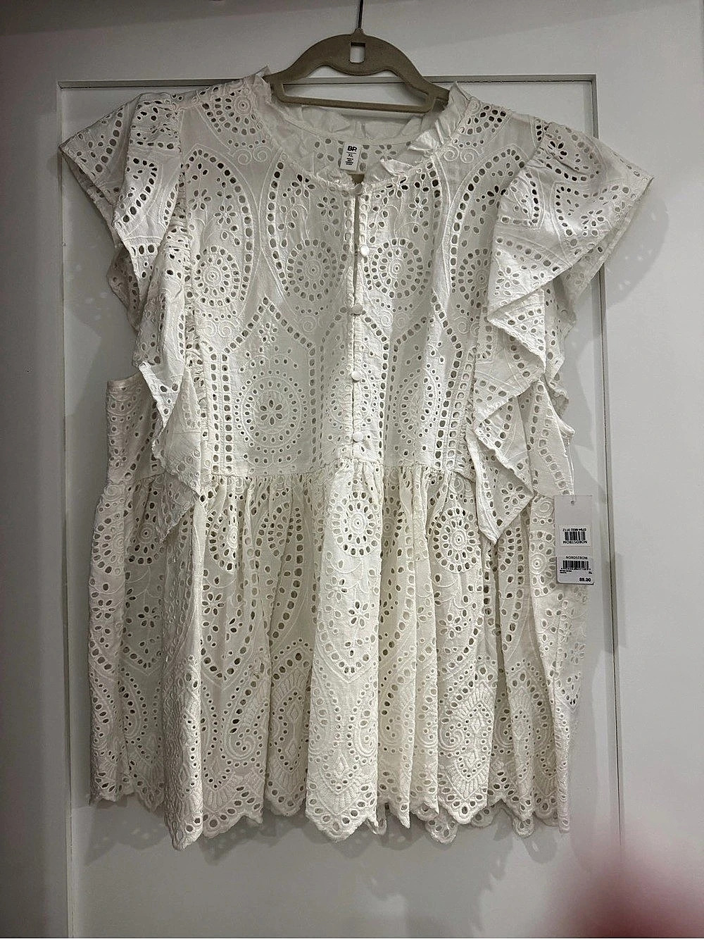 BP. White Eyelet Ruffle Dress